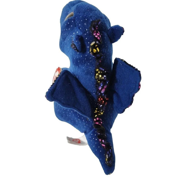 Ty Beanie Boos Saffire Blue Gold Metallic Dragon Plush Stuffed Animal Hang Tags - Picture 3 of 11